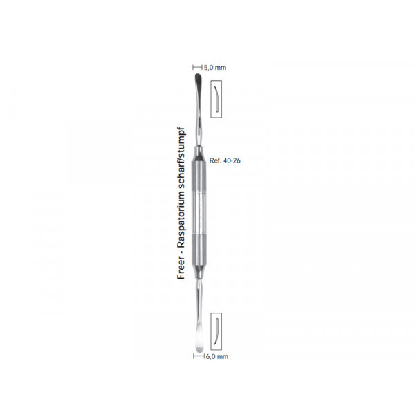 Распатор Freer, ручка DELUXE, диаметр 10 мм, острый/тупой, 5,0-6,0 мм., HLW Dental Instruments (Германия)