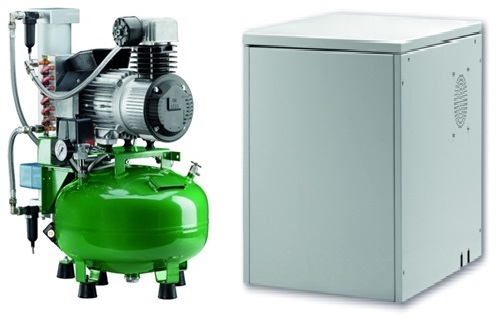 Компрессор медицинский KD 224 DB, производительность 100 л/м, ресивер 24 л, автоматический осушитель, ш/п шкаф., Diplomat Dental (Словакия).