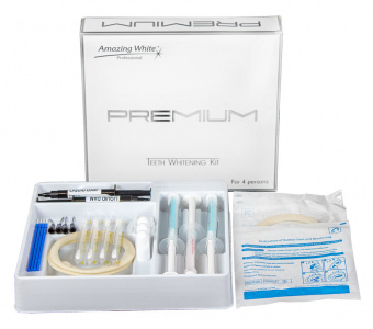 Professional Premium 38%. Набор для быстрого офисного отбеливания с новым рем.гелем и гибкими ретракторами на 4 чел., Amazing White LLC (США)