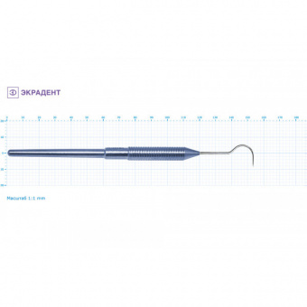 01-08 - зонд стоматологический серповидный большой, Экрадент (Россия)