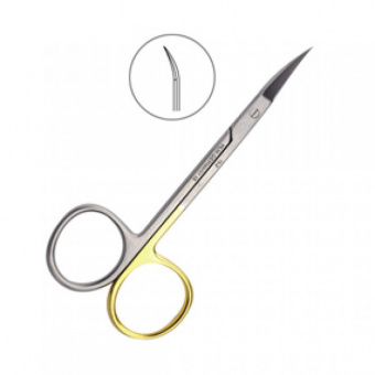 Ножницы хирургические изогнутые, зубчатая поверхность, Iris SC, 115 мм., HLW Dental Instruments (Германия)